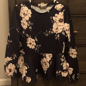 SHEIN Floral Print Peplum Top